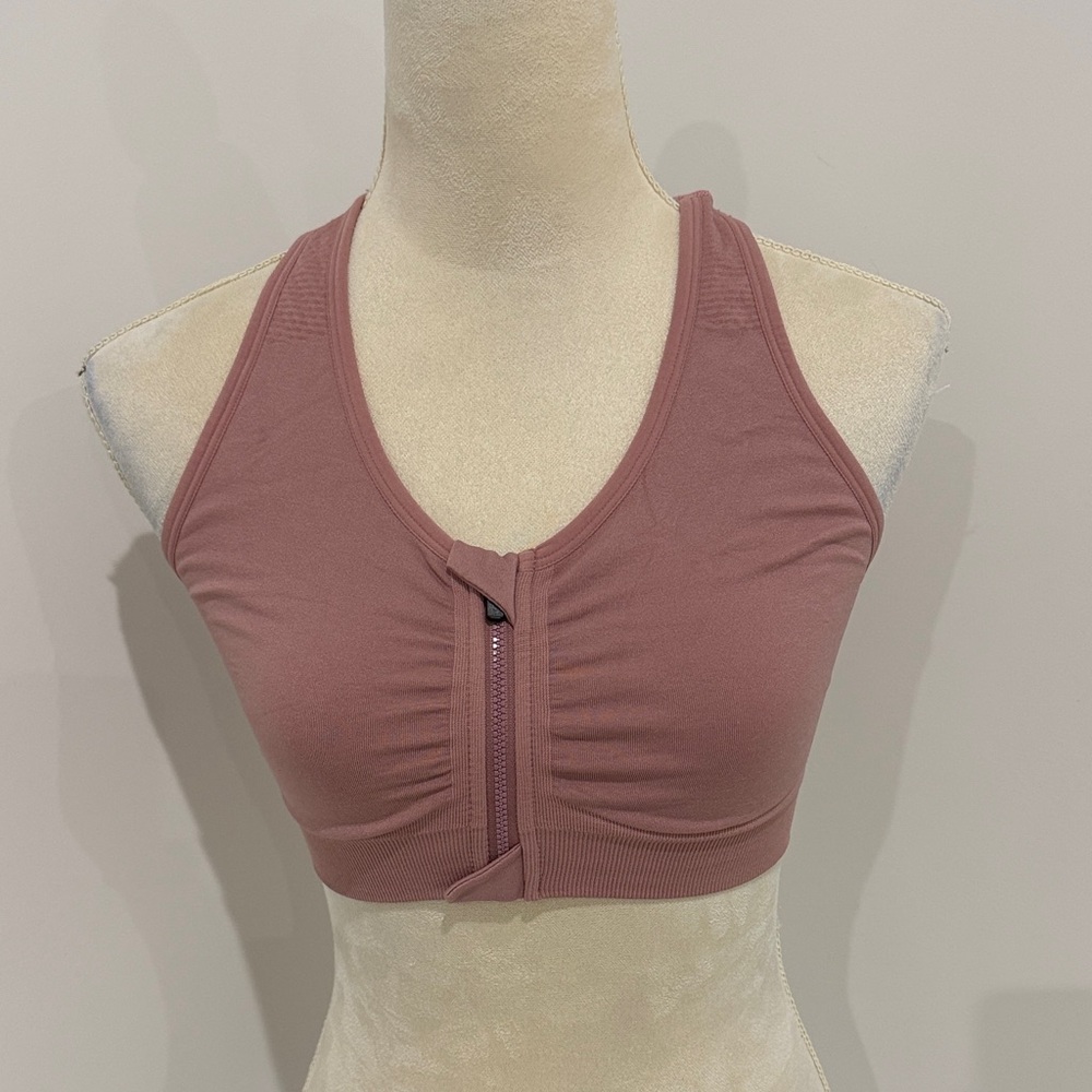 Women's Mauve Zip-Front Sports Bra-no pads included